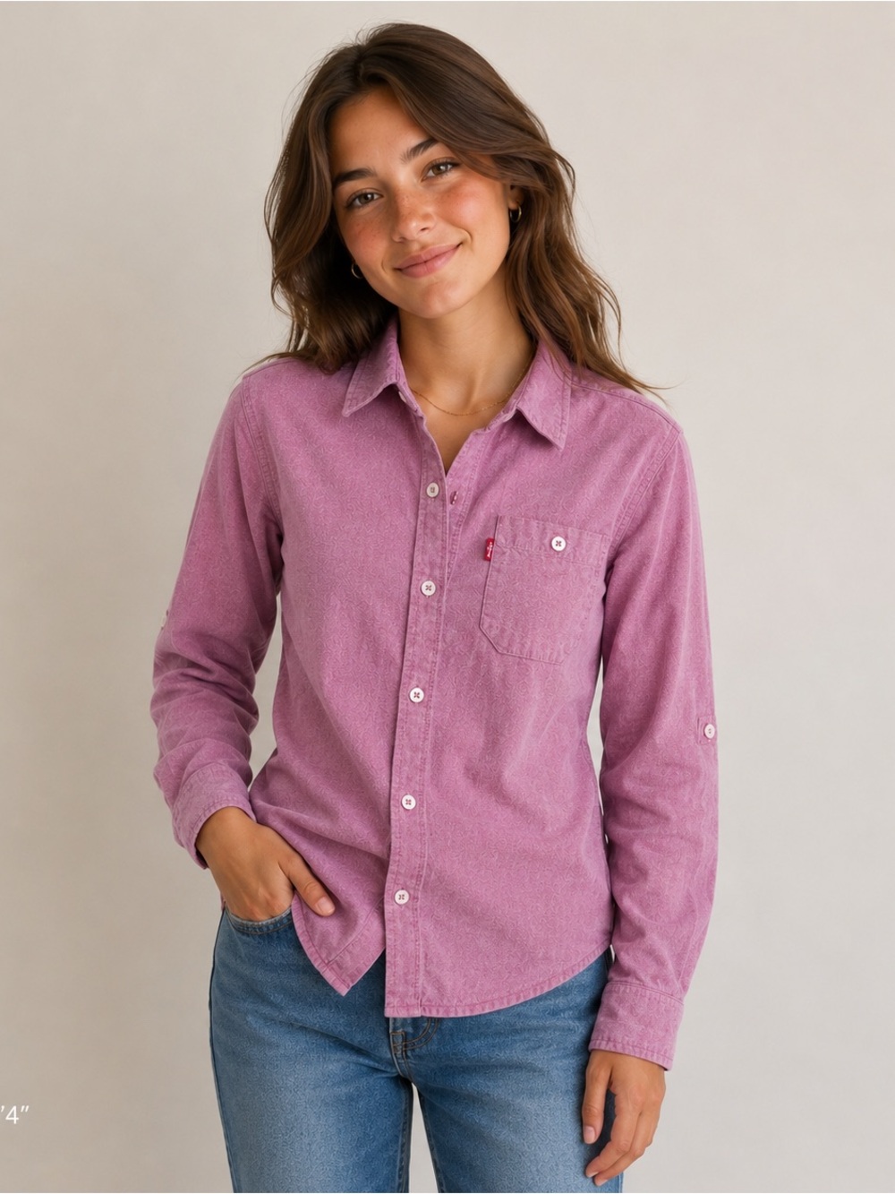 Levi's Pink Collared Button-Down Shirt XS